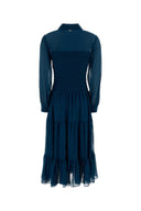 Michael By Michael Kors Blue Georgette Shirt Dress
