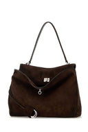 Balenciaga Dark Brown Suede Medium Rodeo Handbag
