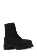Balenciaga Slate Canvas Combat Strike Ankle Boots