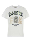 Ganni ホワイト コットン T シャツ