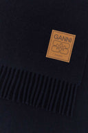 Ganni Midnight Blue Wool Scarf
