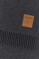 Ganni Dark Grey Wool Scarf