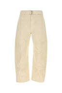 Lemaire Ivory Cotton Wide Leg Twisted Belted Pant