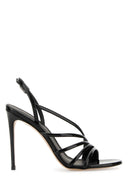 Le Silla Sandalias escarlatas de cuero negro