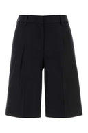 Pt Torino Black Stretch Wool Blend Simone Bermuda Shorts