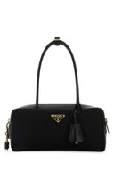 Prada Black Leather And Re Nylon Handbag