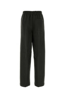 Ami Hose mit weitem Bein aus anthrazitfarbener Wolle