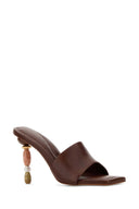 Cult Gaia Brown Leather Mahina Mules