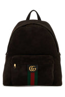 Mochila Ophidia mediana de ante marrón oscuro de Gucci