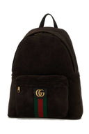 Mochila Ophidia mediana de ante marrón oscuro de Gucci