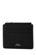 A.P.C.ブラック レザー パリ カード ホルダー