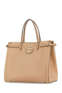 Valentino Garavani Beige Leather V Logo Signature Shopping Bag