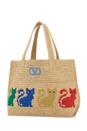 Valentino Garavani Raffia V Logo Signature Shopping Bag