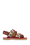 Valentino Garavani Embroidered Fabric V Logo Signature Sandals