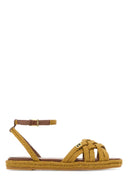 Valentino Garavani Mustard Raffia V Logo Signature Sandals