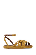 Valentino Garavani Mustard Raffia V Logo Signature Sandals