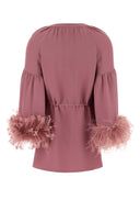 Valentino Garavani Antiqued Pink Crepe Couture Blouse