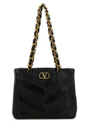Valentino Garavani Black Leather La Seine Shopping Bag