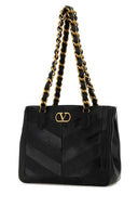 Valentino Garavani Black Leather La Seine Shopping Bag