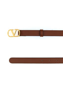 Valentino Garavani Caramel Leather V Logo Belt
