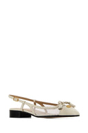 Valentino Garavani Ivory Mesh And Leather Ballerinas