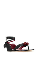 Valentino Garavani Black Leather Cherryfic Thong Sandals