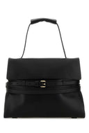Moschino Black Leather Medium Tie Me veske