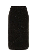 Bottega Veneta Melange Dark Brown Wool Blend Skirt