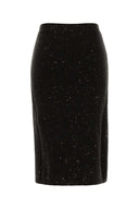 Bottega Veneta Melange Dark Brown Wool Blend Skirt