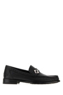 Fendi Black Leather Ff Metal Loafers
