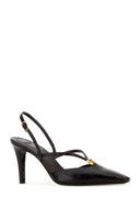 Fendi Dark Brown Leather Fendi F Fold Pumps