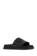 Fendi Embroidered Canvas And Leather Fendi Diagonal Slippers