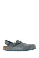 Birkenstock Powder Blue Suede Tokyo Slippers