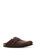 Birkenstock Burgundy Leather Boston Slippers