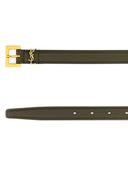 Saint Laurent Army Green Leather Belt
