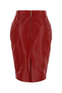 Saint Laurent Red Leather Skirt