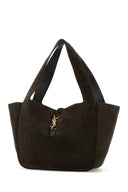 Saint Laurent Brown Suede Leather Le 5 ã  7 Bea Shopping Bag