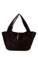 Saint Laurent Chocolate Calf Hair Le 5 ã  7 Bea Shopping Bag