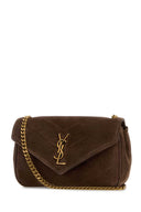 Saint Laurent Brown Suede Mini Lou Lou Crossbody Bag