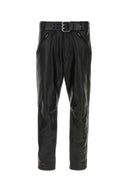 Pantalón de cuero negro Saint Laurent