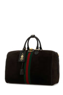 Gucci Dark Brown Suede Medium Gucci Savoy Travel Bag