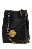 Chloe Black Leather Horse Medal Bucket Bag