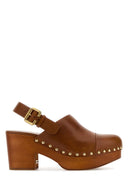 Zuecos Jeannette de cuero color caramelo de Chloe