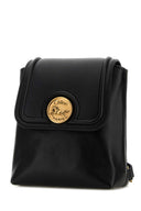 Chloe Black Leather Horse Medal Backpack