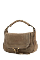 Chloe Beige Suede Small Marcie Shoulder Bag