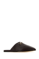 Gucci Dark Brown Nappa Leather Slippers