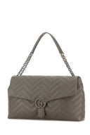 Gucci Grey Leather Maxi Gg Marmont Shoulder Bag