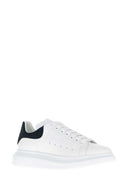 Alexander Mcqueen White Leather Sneakers With Dark Blue Suede Heel