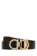 Salvatore Ferragamo Black Leather Reversible Belt