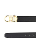 Salvatore Ferragamo Black Leather Reversible Belt